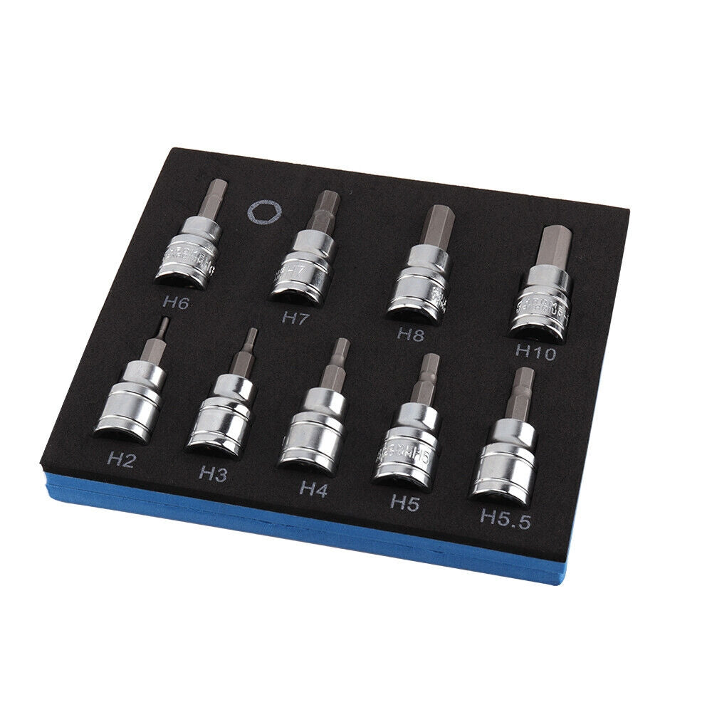 9pcs Allen Key Sockets Hex Bit Socket Set 3/8" Drive Drill Metric Tools 2-10mm