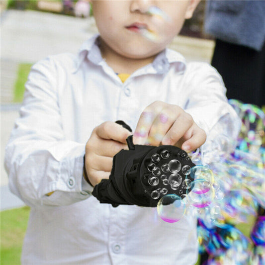 Kids Toys Automatic Gatling Bubble Gun Summer Soap Water Bubble Machine