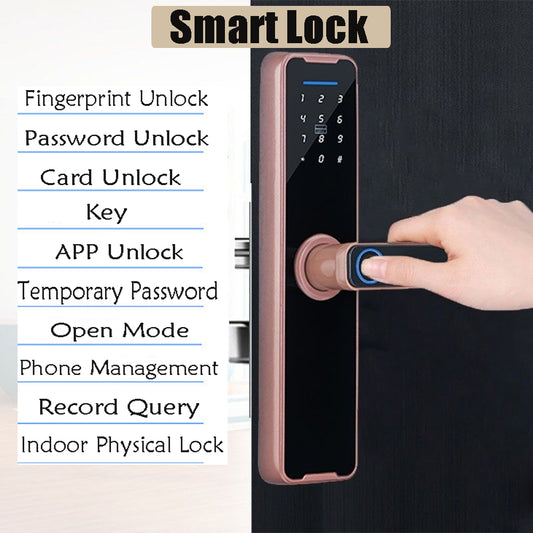 Tuya Home WIFI Smart Door Lock Biometric Fingerprint Smart Card Password Key USB