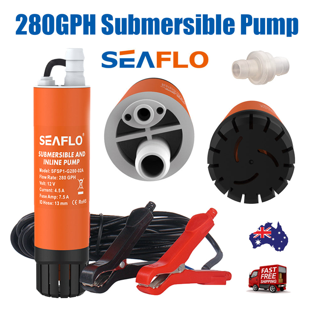 Submersible Pump 12V 280G/H Boat Caravan Inline Water Pump SEAFLO SFSP1-G280-02