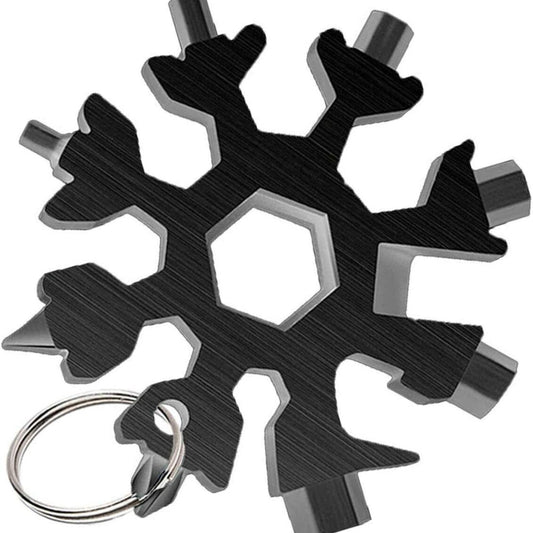 18 in 1 Multi-tool Snowflake Bottle Opener Stainless Keychain Wrench Screwdriver Black