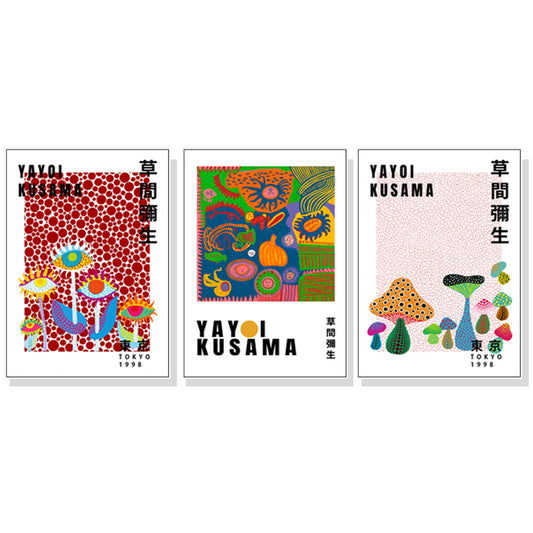 40cmx60cm Wall Art By Yayoi Kusama 3 Sets White Frame Canvas