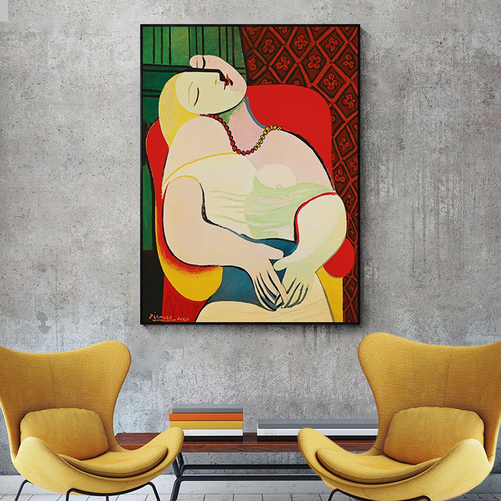 50cmx70cm The dream by Pablo Picasso Gold Frame Canvas Wall Art