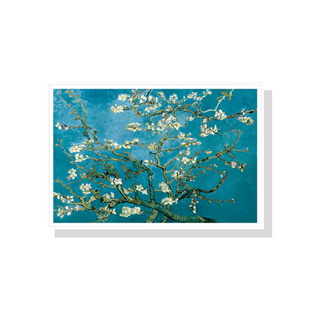 60cmx90cm Van Gogh Almond Blossom White Frame Canvas Wall Art