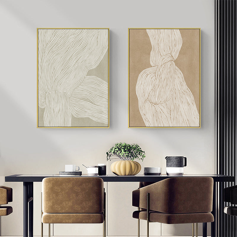 40cmx60cm Abstract Line 2 Sets Gold Frame Canvas Wall Art