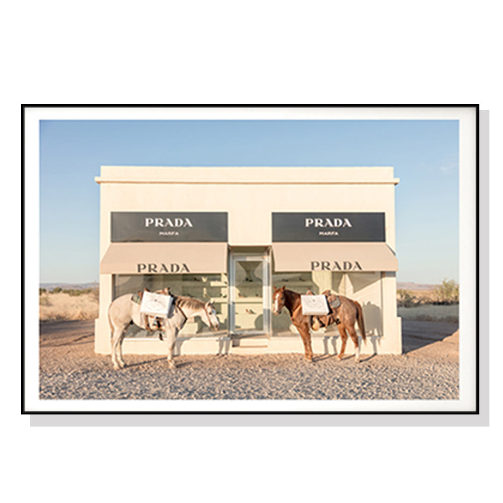 50cmx70cm Horses Fashion Black Frame Canvas Wall Art