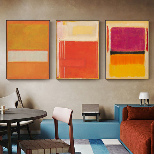 50cmx70cm Colourful 3 Sets By Mark Rothko Black Frame Canvas Wall Art