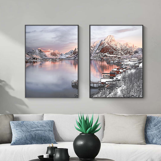 60cmx90cm Nordic Norway 2 Sets Black Frame Canvas Wall Art