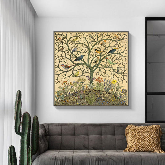 70cmx70cm Tree Of Life Black Frame Canvas Wall Art