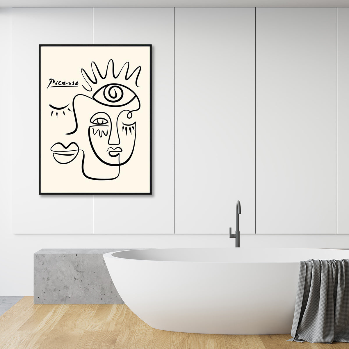 50cmx70cm Line Art By Pablo Picasso Black Frame Canvas Wall Art