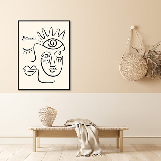 70cmx100cm Line Art By Pablo Picasso Black Frame Canvas Wall Art