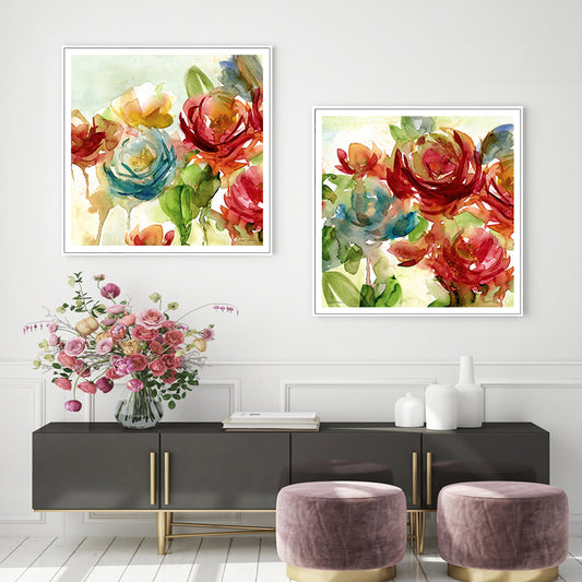 70cmx70cm Rosewater Garden By Carol Robinson 2 Sets White Frame Canvas Wall Art