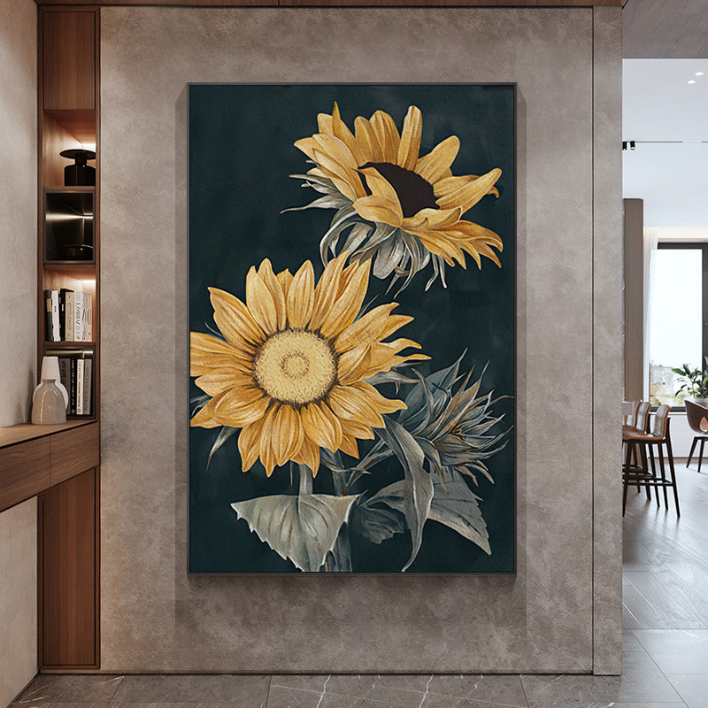 80cmx120cm Sunflowers Black Frame Canvas Wall Art