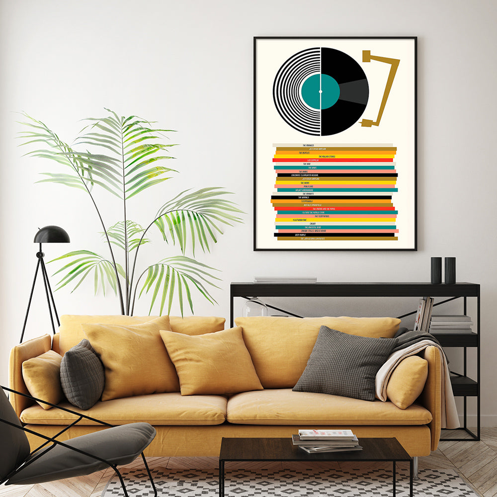 70cmx100cm Music Black Frame Canvas Wall Art