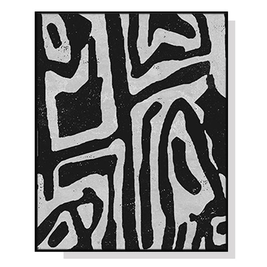 60cmx90cm Abstract Black Artwork Black Frame Canvas Wall Art