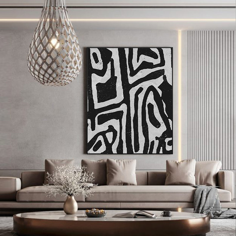 70cmx100cm Abstract Black Artwork Black Frame Canvas Wall Art