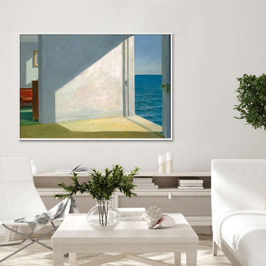 80cmx120cm Room By The Sea By Edward Hopper White Frame Canvas Wall Art