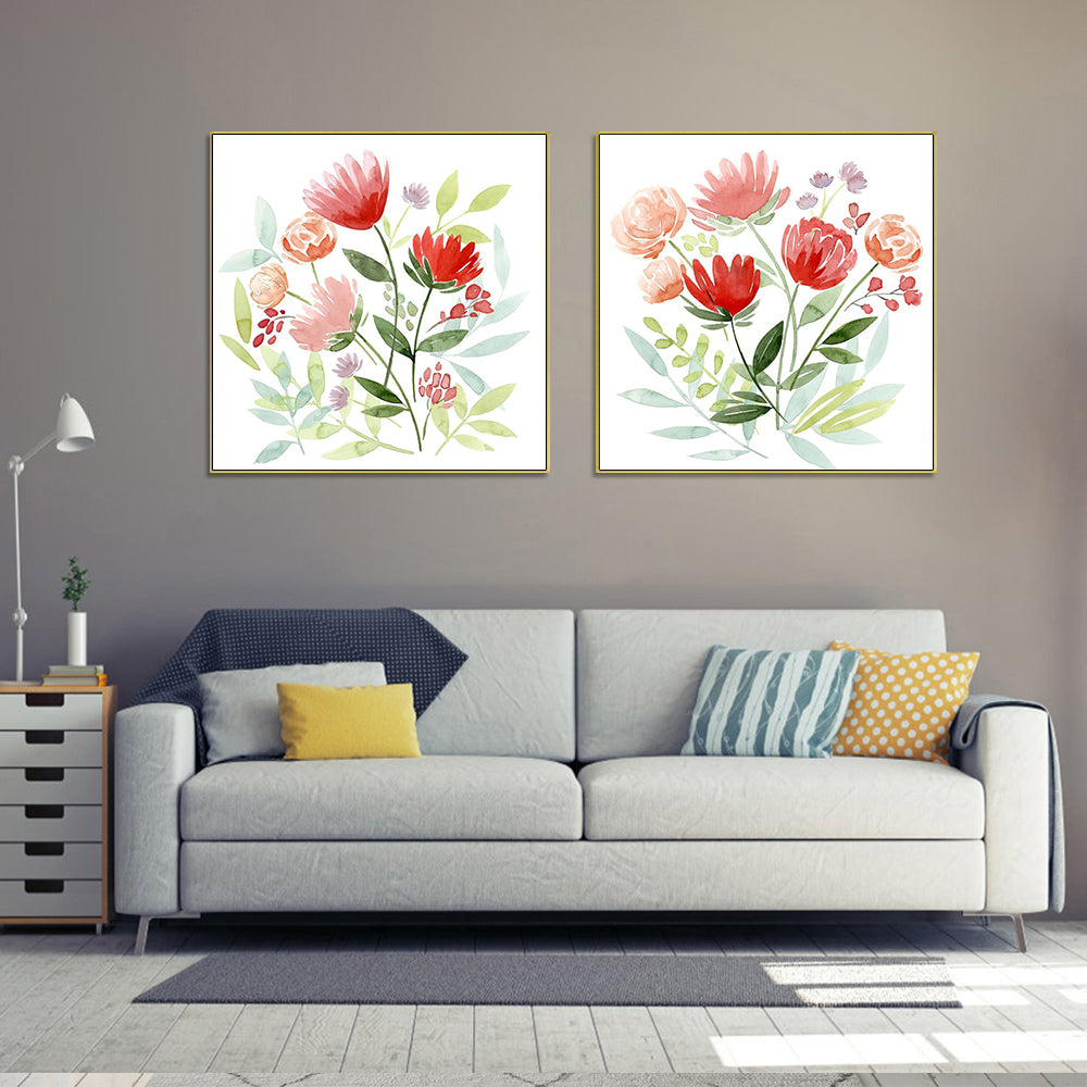 50cmx50cm Florals 2 Sets Gold Frame Canvas Wall Art