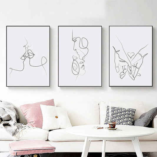 40cmx60cm Couples 3 Sets Black Frame Canvas Wall Art