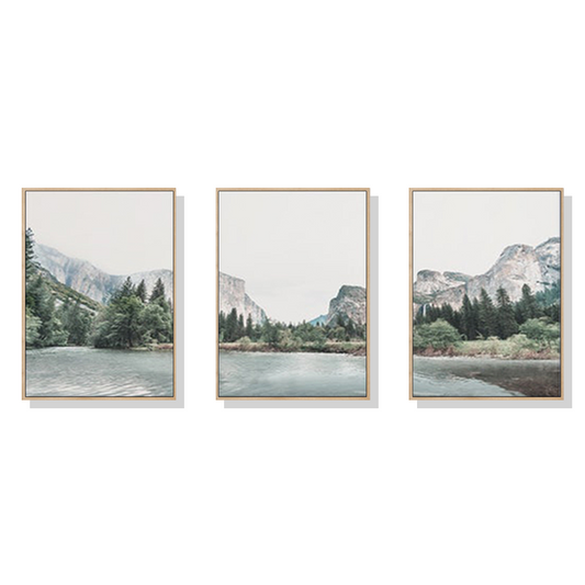 40cmx60cm Yosemite Valley National Park 3 Sets Wood Frame Canvas Wall Art