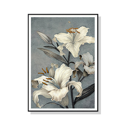 80cmx120cm Floral Lily II Black Frame Canvas Wall Art