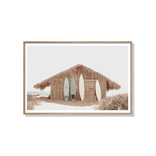 80cmx120cm Surf Cabin Wood Frame Canvas Wall Art