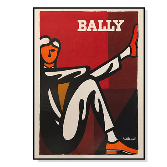 80cmx120cm Bally Man by Villemot Black Frame Canvas Wall Art