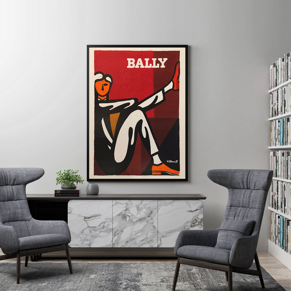 80cmx120cm Bally Man by Villemot Black Frame Canvas Wall Art