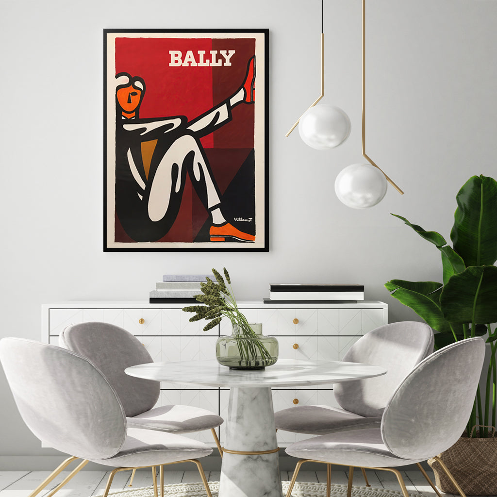 80cmx120cm Bally Man by Villemot Black Frame Canvas Wall Art