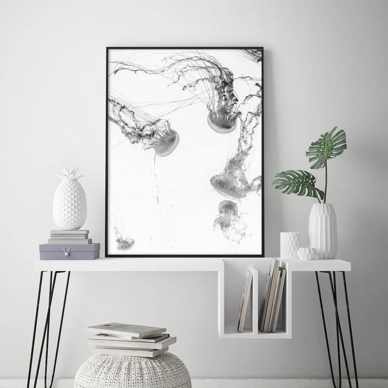 80cmx120cm Jellyfish Black Frame Canvas Wall Art