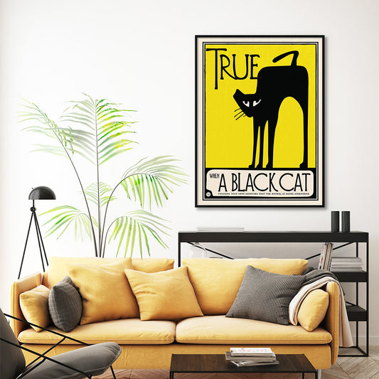 70cmx100cm Black Cat Black Frame Canvas Wall Art