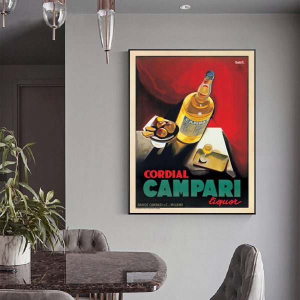 50cmx70cm Cordial Campari Liquor Black Frame Canvas Wall Art