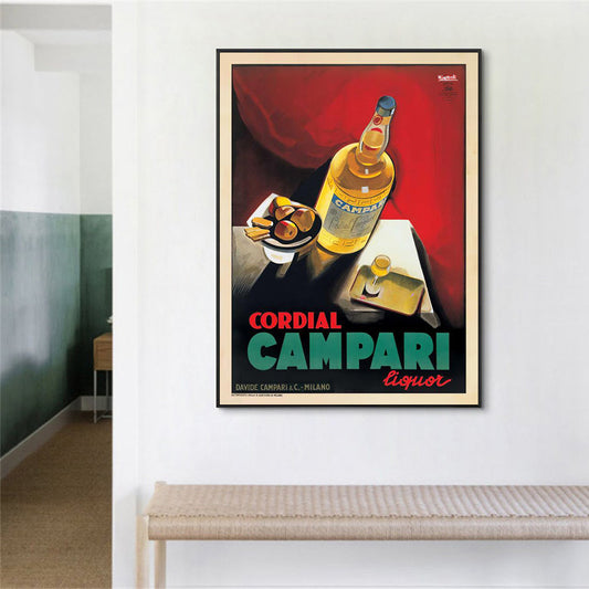 60cmx90cm Cordial Campari Liquor Black Frame Canvas Wall Art