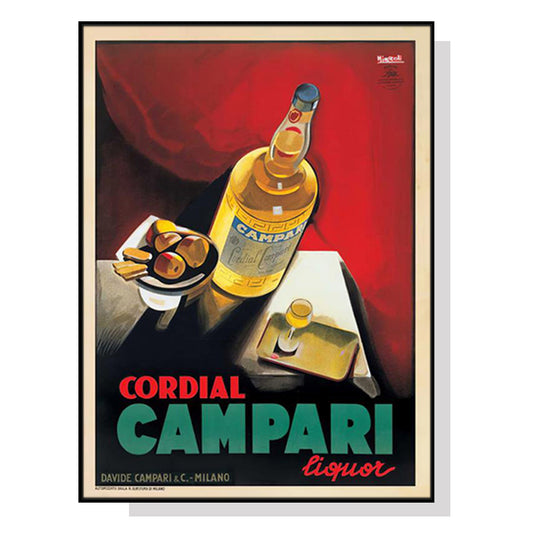 80cmx120cm Cordial Campari Liquor Black Frame Canvas Wall Art