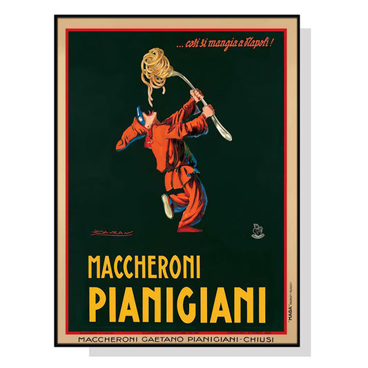 70cmx100cm Maccheroni Pianiciani Black Frame Canvas Wall Art