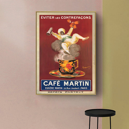 50cmx70cm Cafe Martin Gold Frame Canvas Wall Art