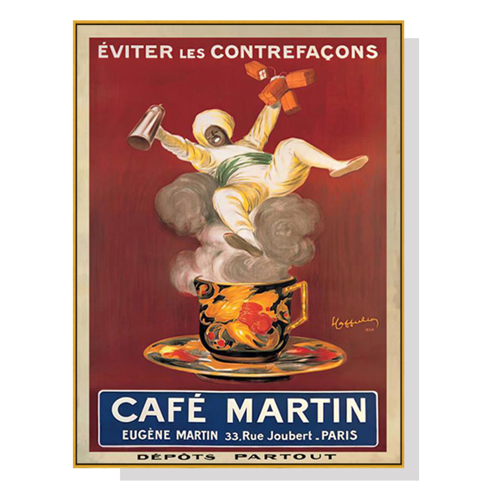 60cmx90cm Cafe Martin Gold Frame Canvas Wall Art