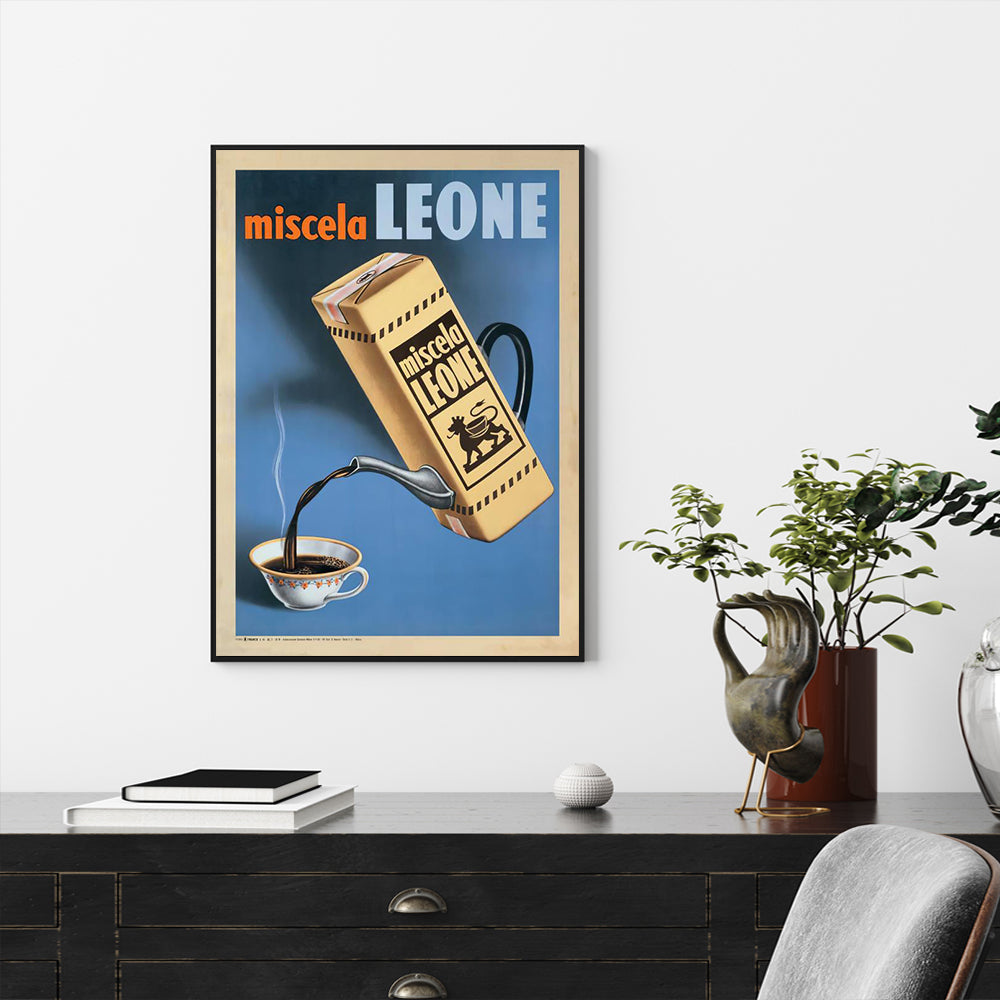 70cmx100cm Miscela Leone, 1950 Black Frame Canvas Wall Art