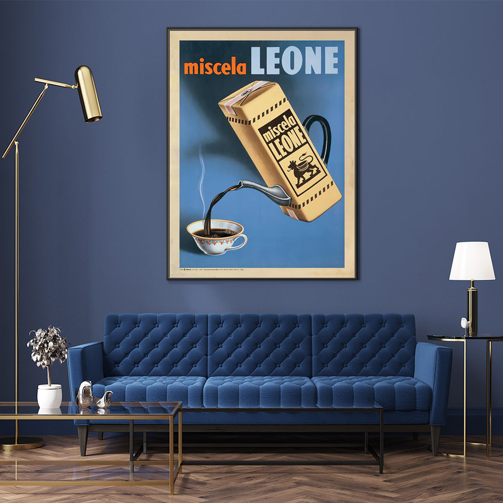 70cmx100cm Miscela Leone, 1950 Black Frame Canvas Wall Art