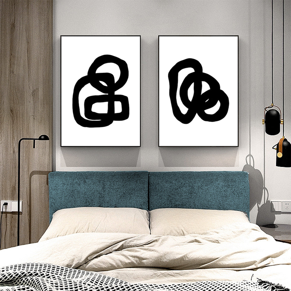 90cmx135cm Black and White 2 Sets Black Frame Canvas Wall Art