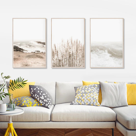 70cmx100cm Coastal Beach 3 Sets Wood Frame Canvas Wall Art