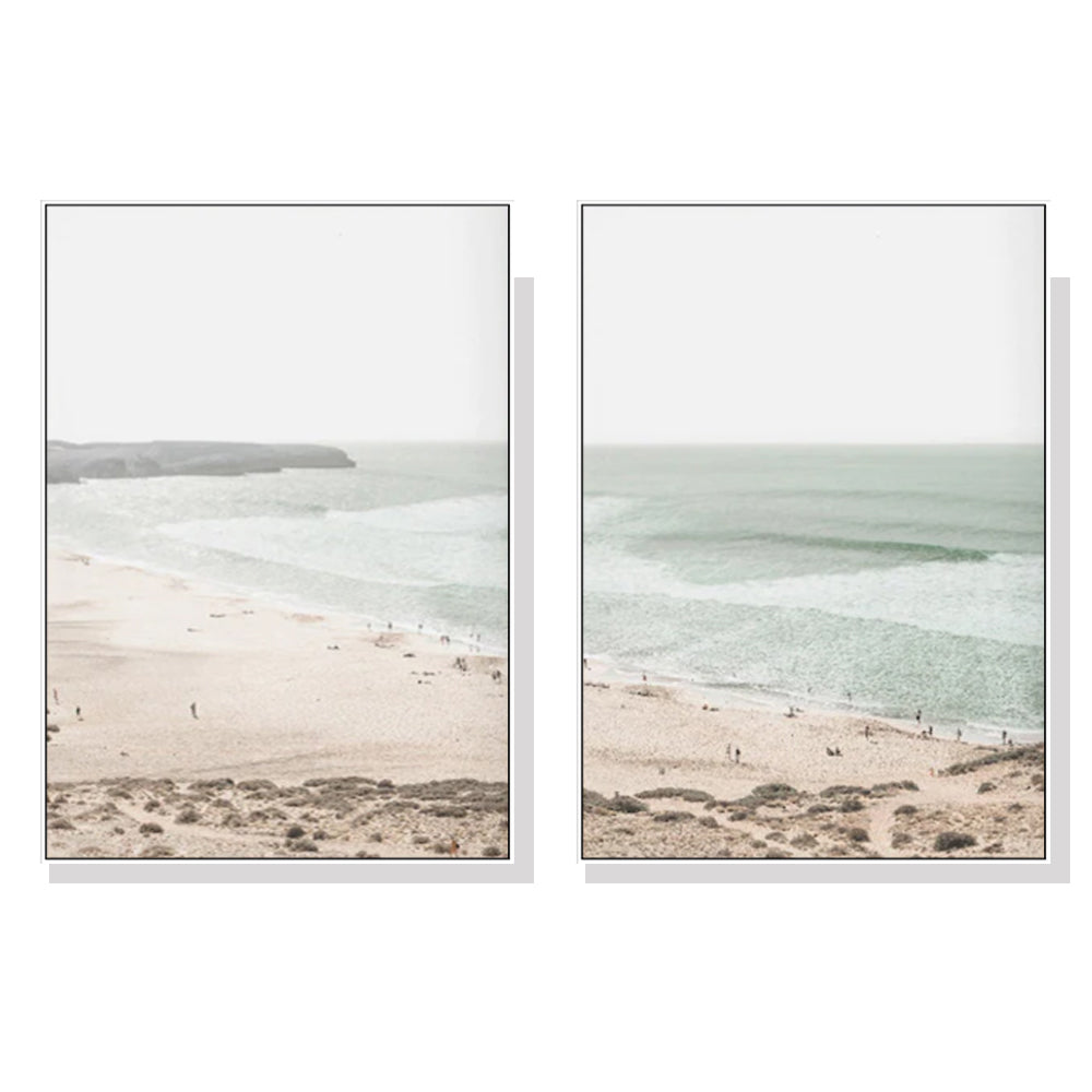 70cmx100cm Coastal Prints 2 Sets White Frame Canvas Wall Art