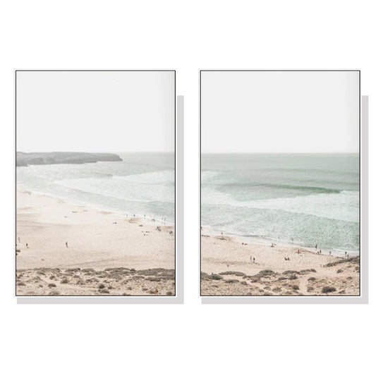 70cmx100cm Coastal Prints 2 Sets White Frame Canvas Wall Art