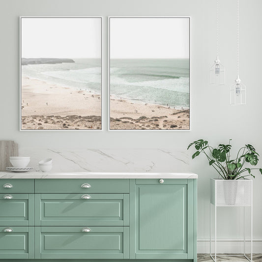 80cmx120cm Coastal Prints 2 Sets White Frame Canvas Wall Art