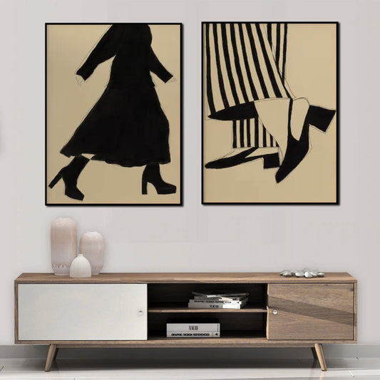 90cmx135cm Fashion Illustration 2 Sets Black Frame Canvas Wall Art