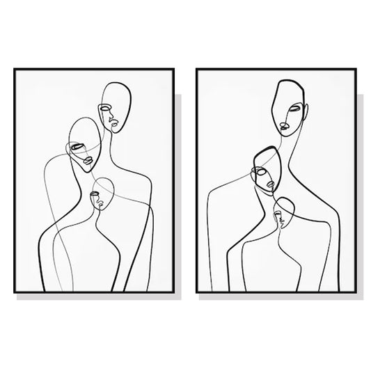 80cmx120cm Abstract Figures 2 Sets Black Frame Canvas Wall Art