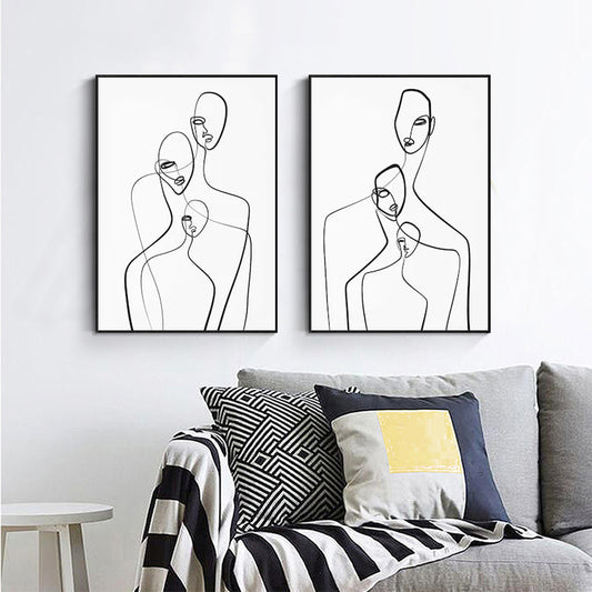 80cmx120cm Abstract Figures 2 Sets Black Frame Canvas Wall Art