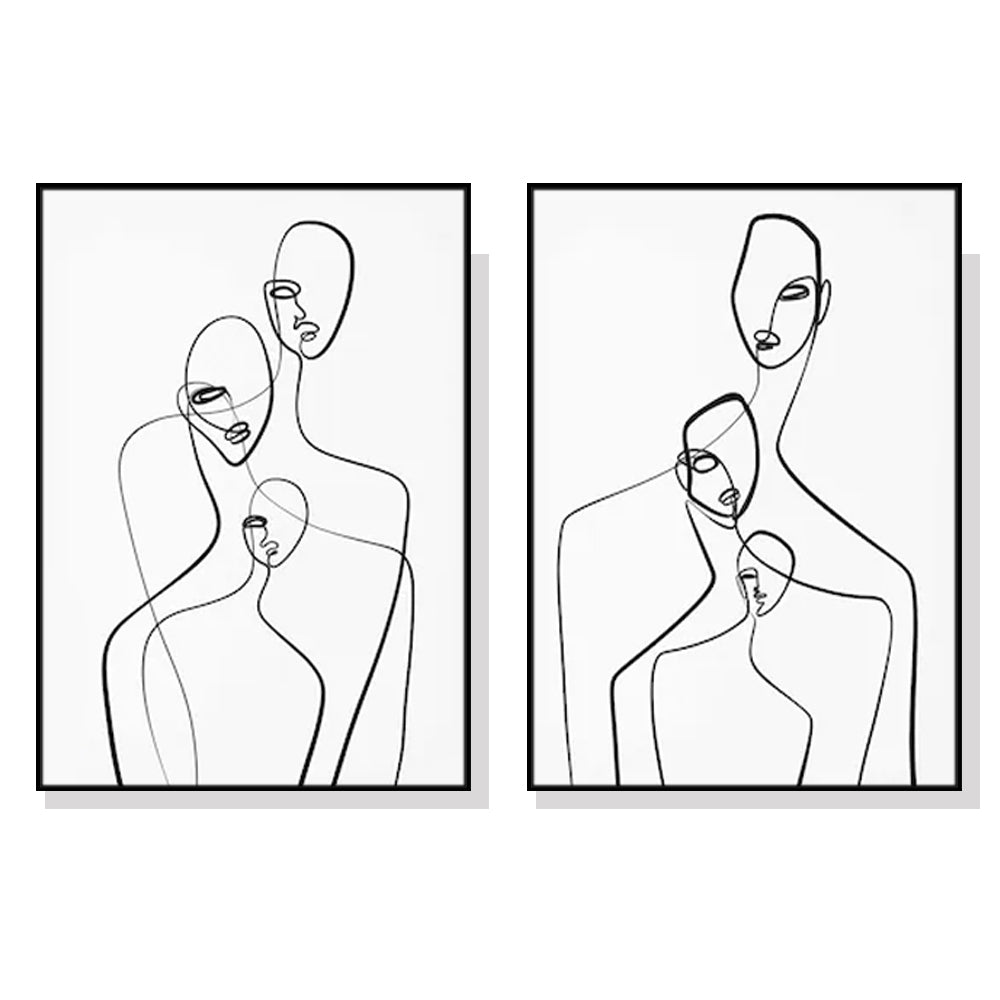 90cmx135cm Abstract Figures 2 Sets Black Frame Canvas Wall Art