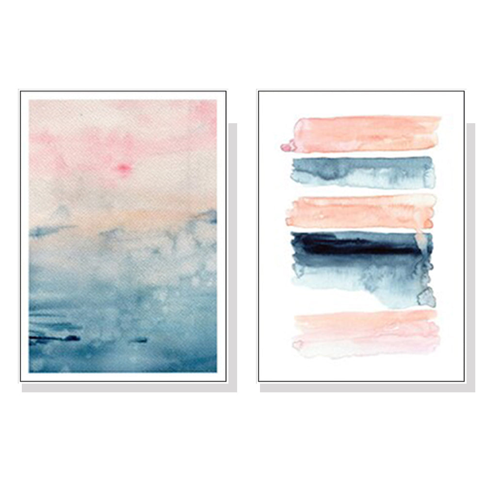 80cmx120cm Abstract Pink 2 Sets White Frame Canvas Wall Art