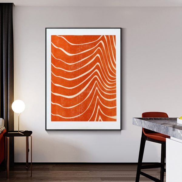 90cmx135cm Abstract Orange Black Frame Canvas Wall Art